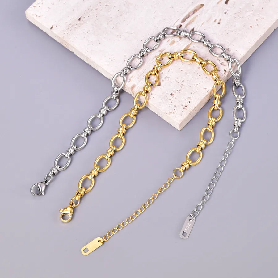 Elegant Simple Style Geometric 304 Stainless Steel 18K Gold Plated  Bracelets In Bulk