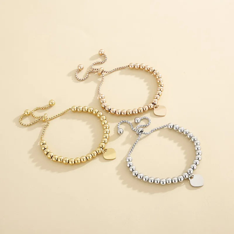 Fashion Heart Titanium Steel 18K Gold Plated Bracelets In Bulk