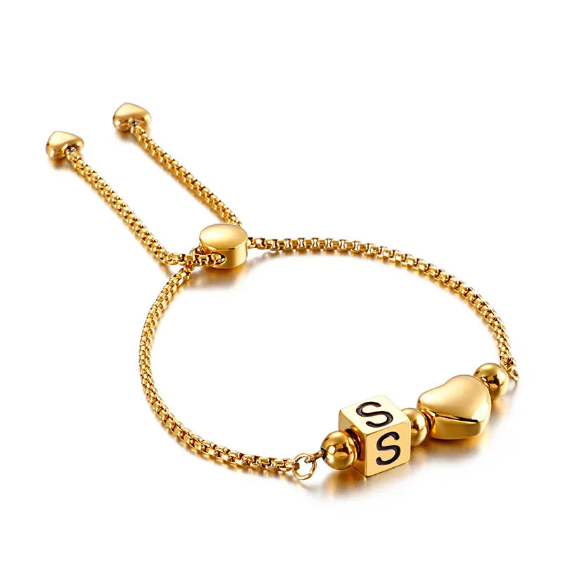 Korean Style Letter Titanium Steel 18K Gold Plated Bracelets In Bulk