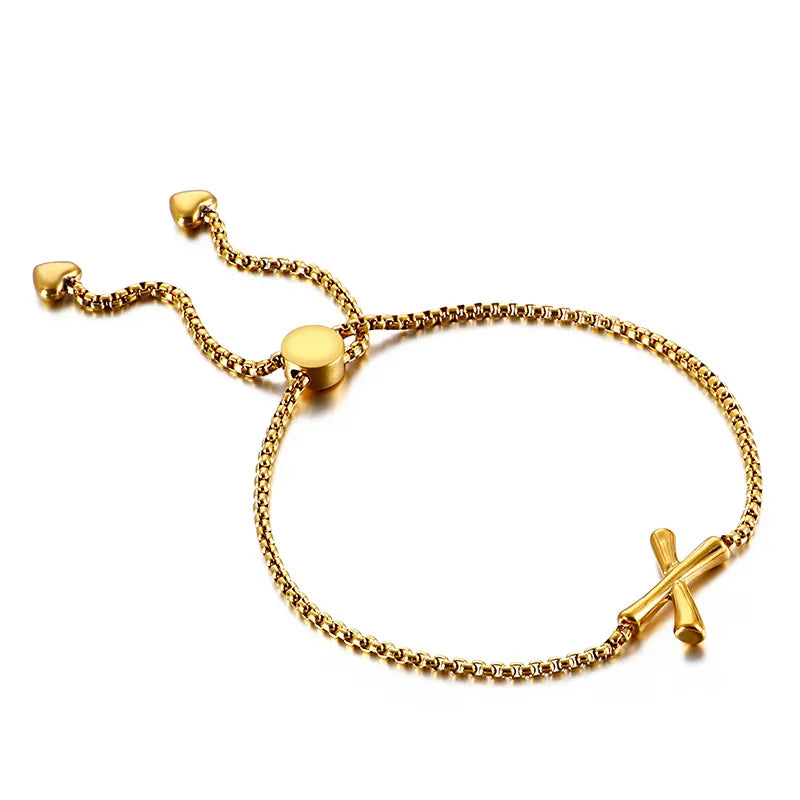 Letter Titanium Steel 18K Gold Plated Bracelets In Bulk