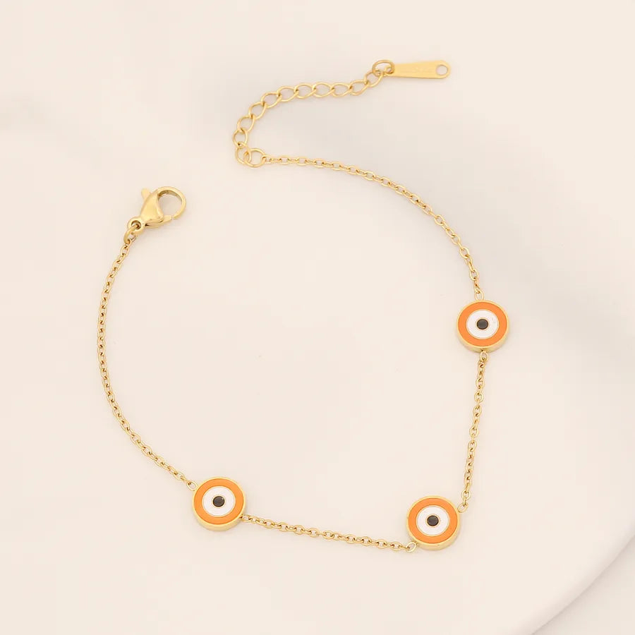 INS Style Eye Stainless Steel 18K Gold Plated Bracelets In Bulk