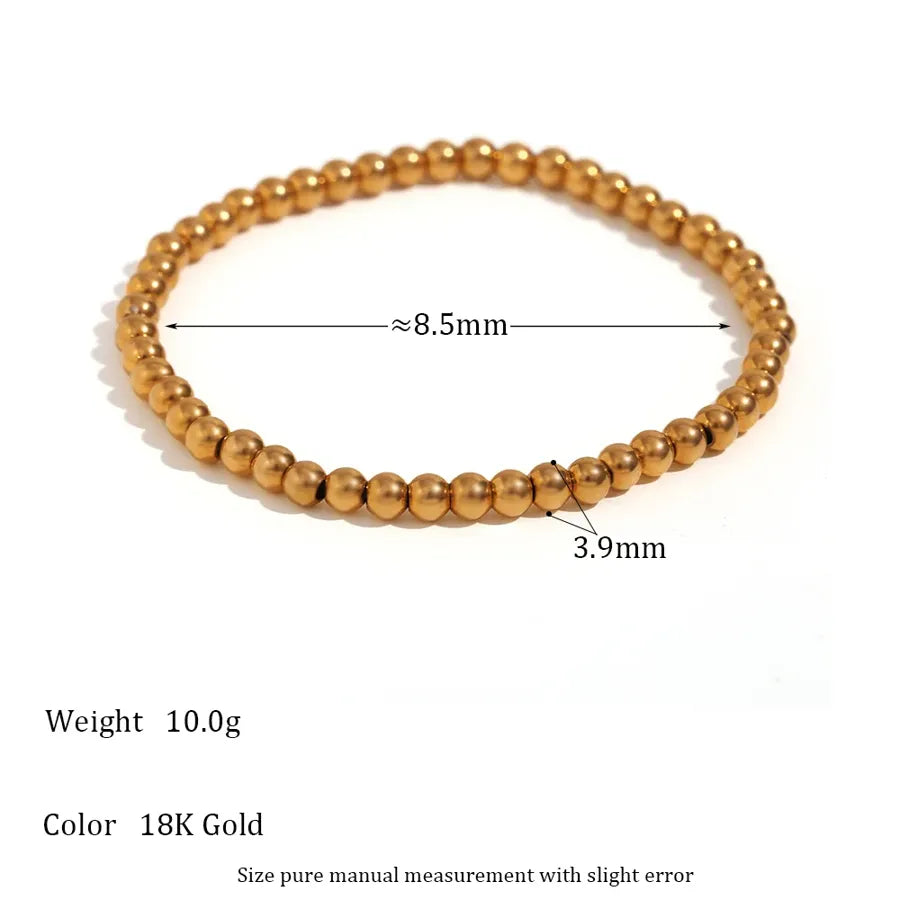 Fashion Round 304 Stainless Steel 18K Gold Plated Bracelets In Bulk