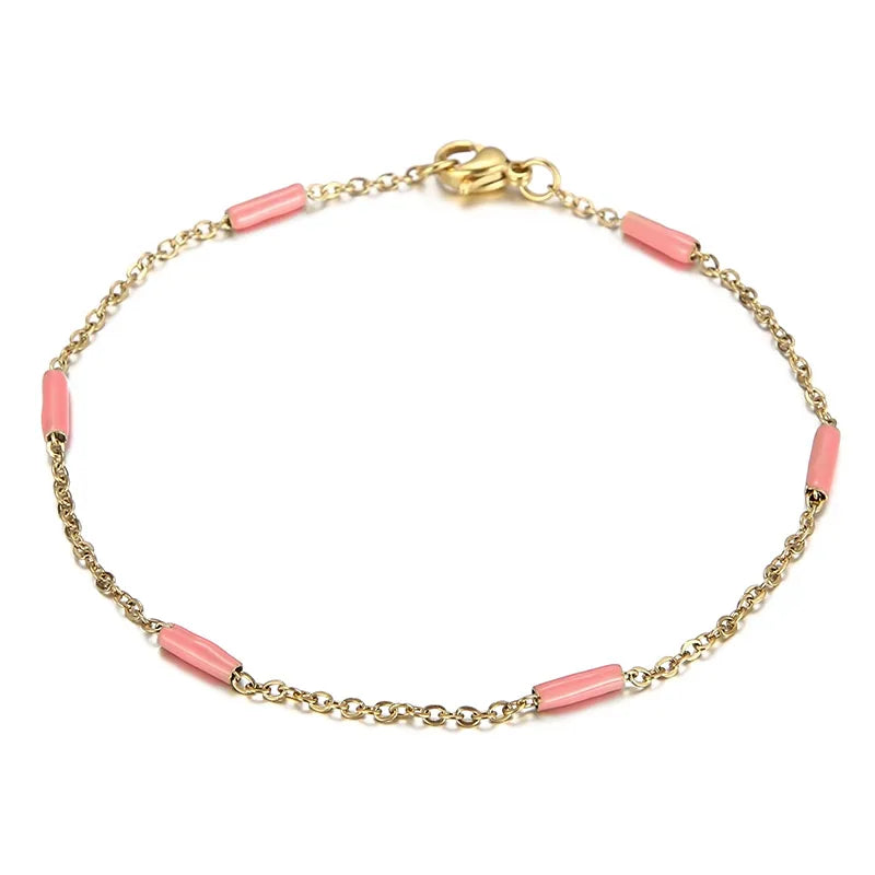 Elegant Solid Color Titanium Steel 18K Gold Plated Bracelets In Bulk