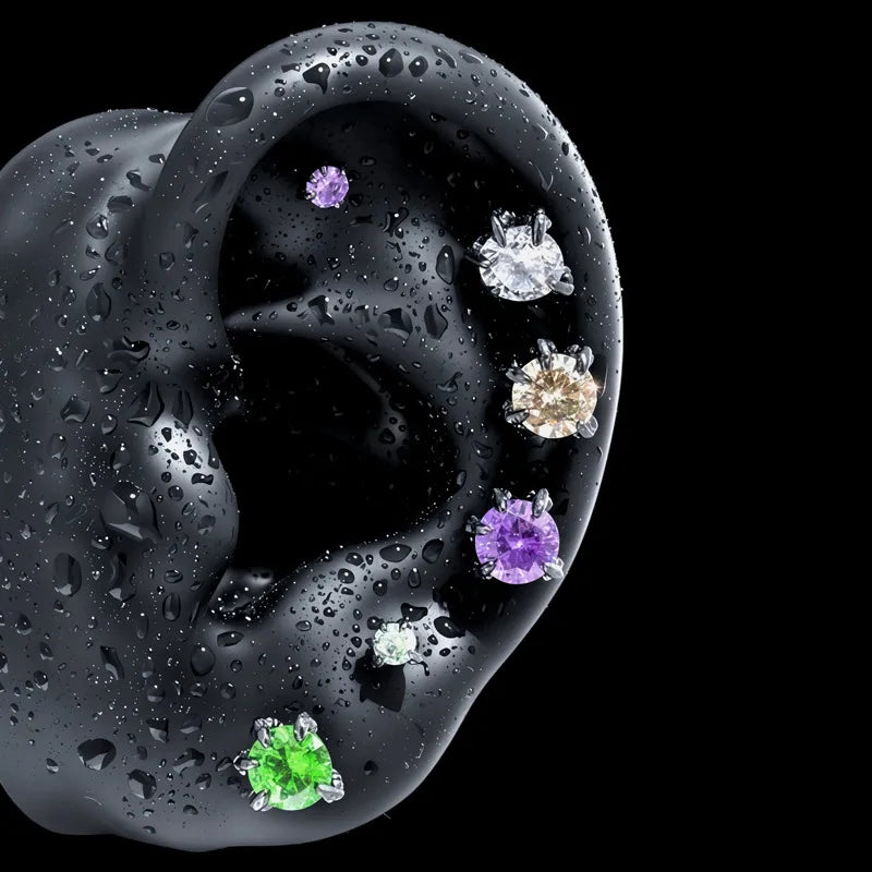 Unisex Dragon Ear Cartilage Rings & Studs with Claw Setting in 316L Stainless Steel, Multicolor