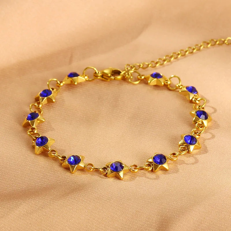 Simple Style Pentagram 304 Stainless Steel 18K Gold Plated Bracelets In Bulk