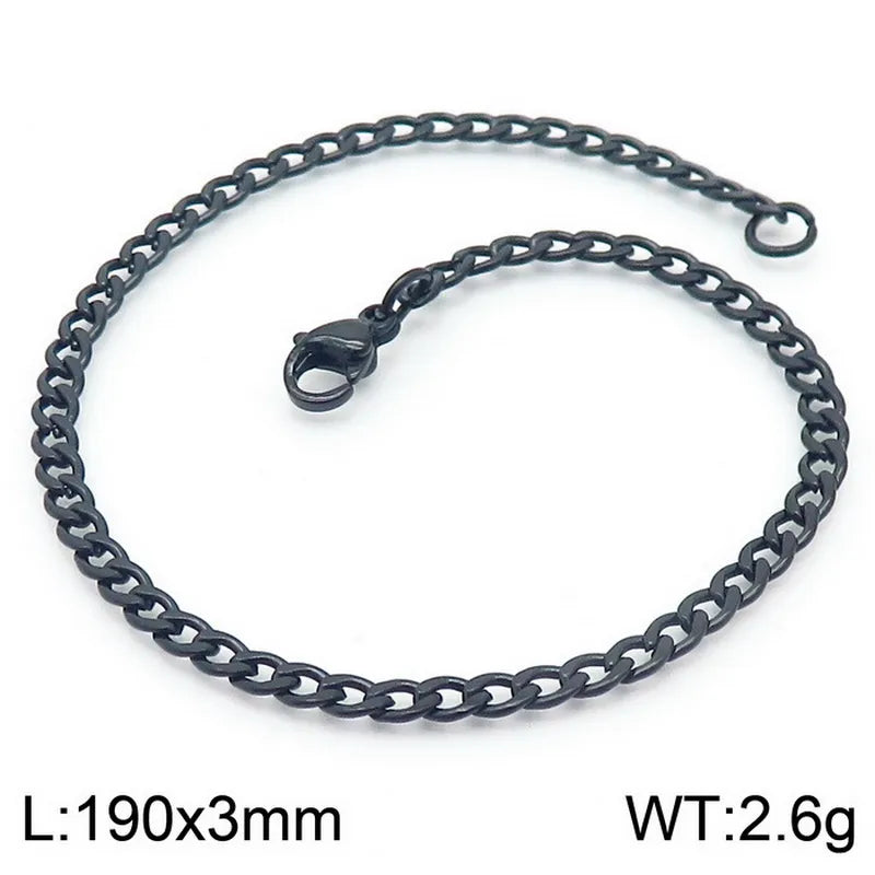 Trendy Personalized Hip Hop Stainless Steel NK Chain Bracelet  Style Geometry Pattern Vacuum Plated 18K Gold