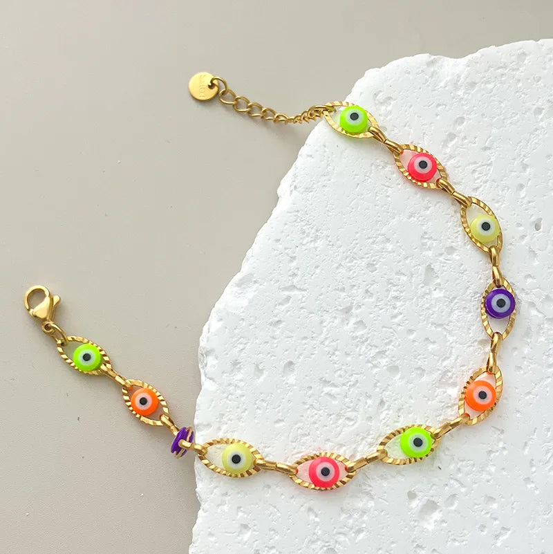 Vacation Devil's Eye 304 Stainless Steel 14K Gold Plated Bracelets In Bulk