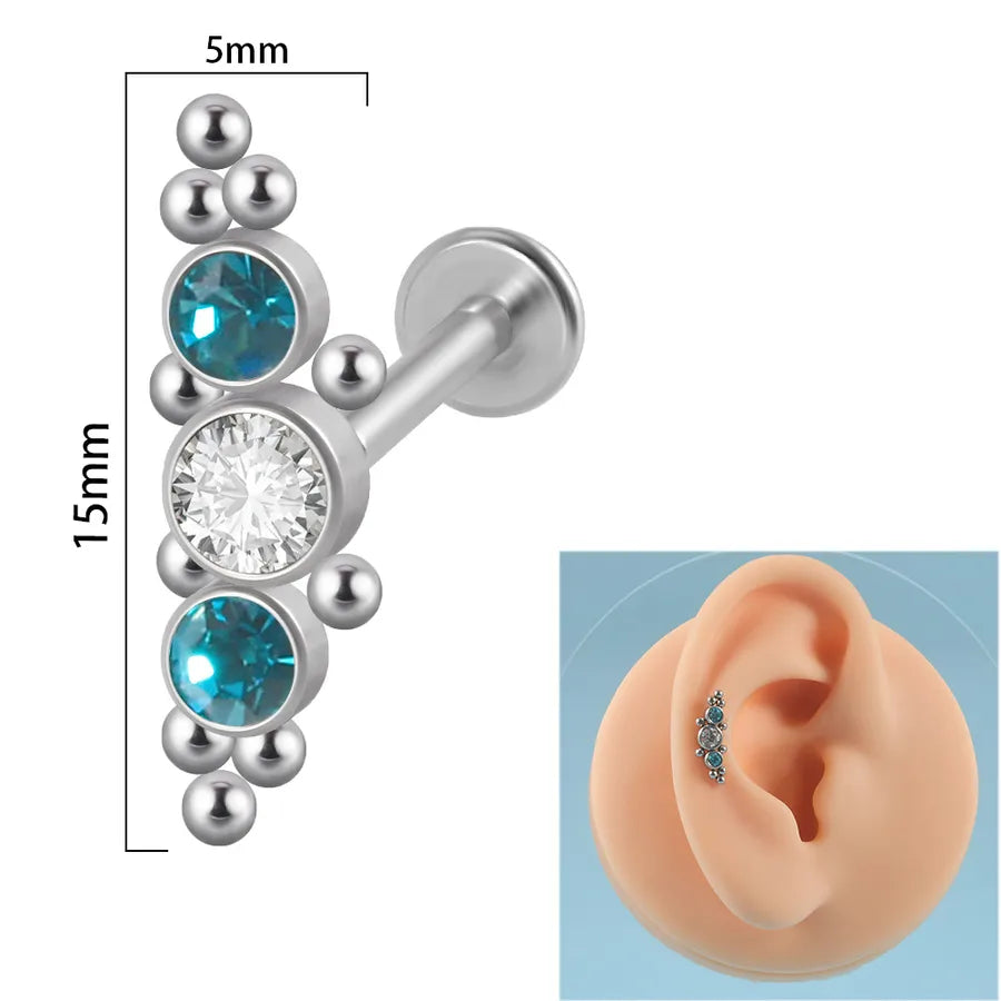 1 Piece Ear Cartilage Rings & Studs Simple Style Round 304 Stainless Steel Copper Zircon Inlay Resin Zircon