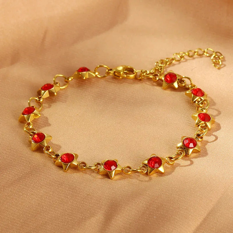 Simple Style Pentagram 304 Stainless Steel 18K Gold Plated Bracelets In Bulk