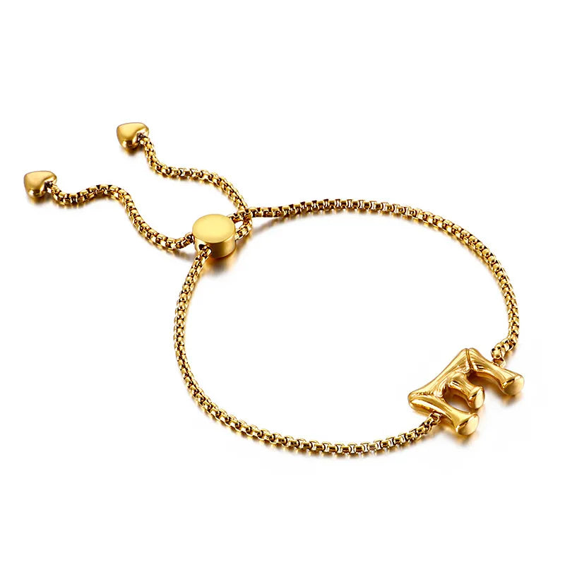 Letter Titanium Steel 18K Gold Plated Bracelets In Bulk