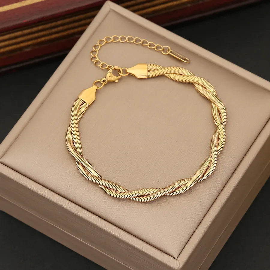 Simple Style Geometric Stainless Steel 18K Gold Plated Bracelets In Bulk