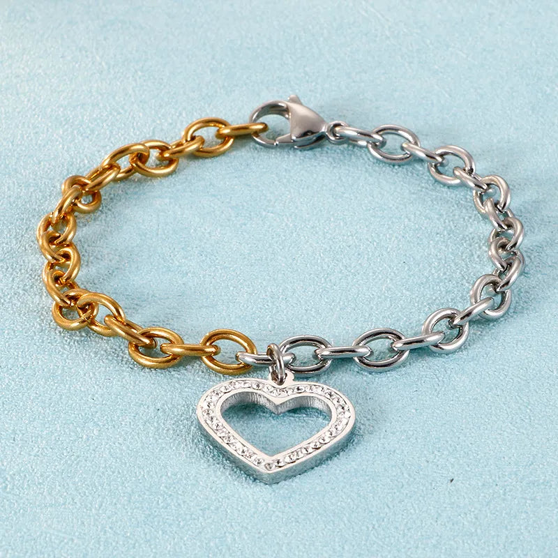 Fashion Heart Titanium Steel 18K Gold Plated Bracelets In Bulk