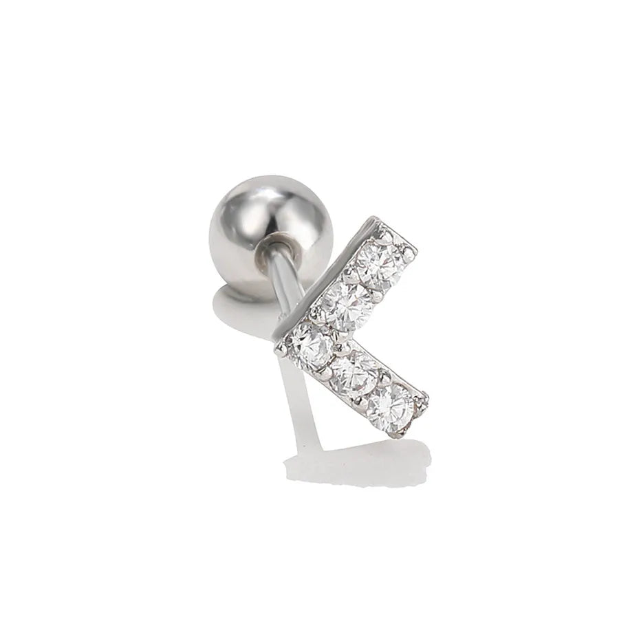 simple style triangle geometric brass zircon cartilage earrings