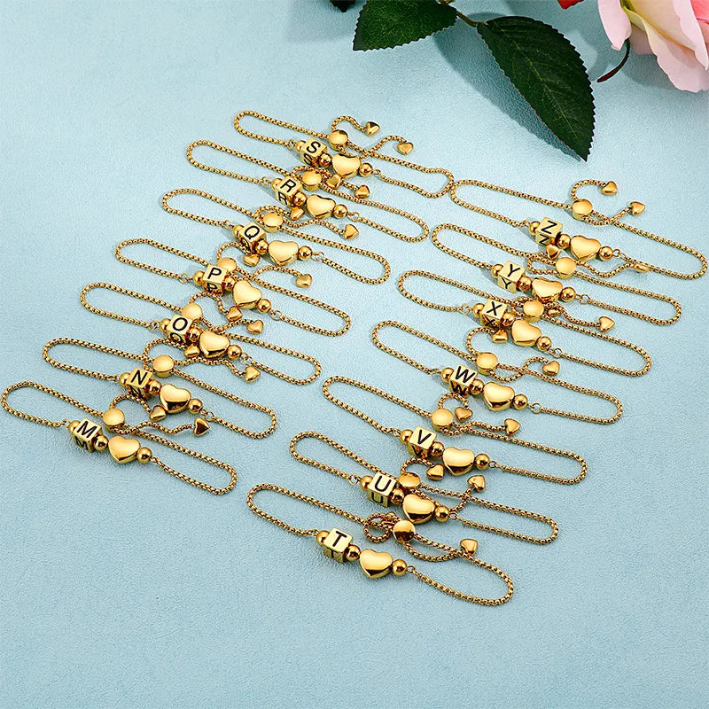 Korean Style Letter Titanium Steel 18K Gold Plated Bracelets In Bulk