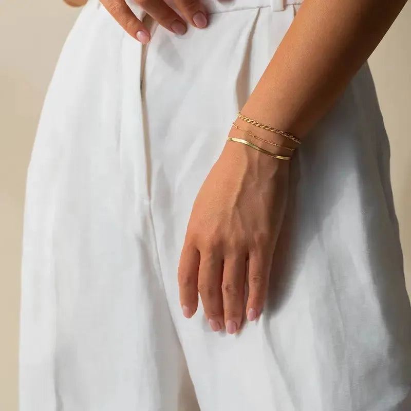 Casual Geometric 304 Stainless Steel 16K Gold Plated White Gold Plated Gold Plated Bracelets In Bulk