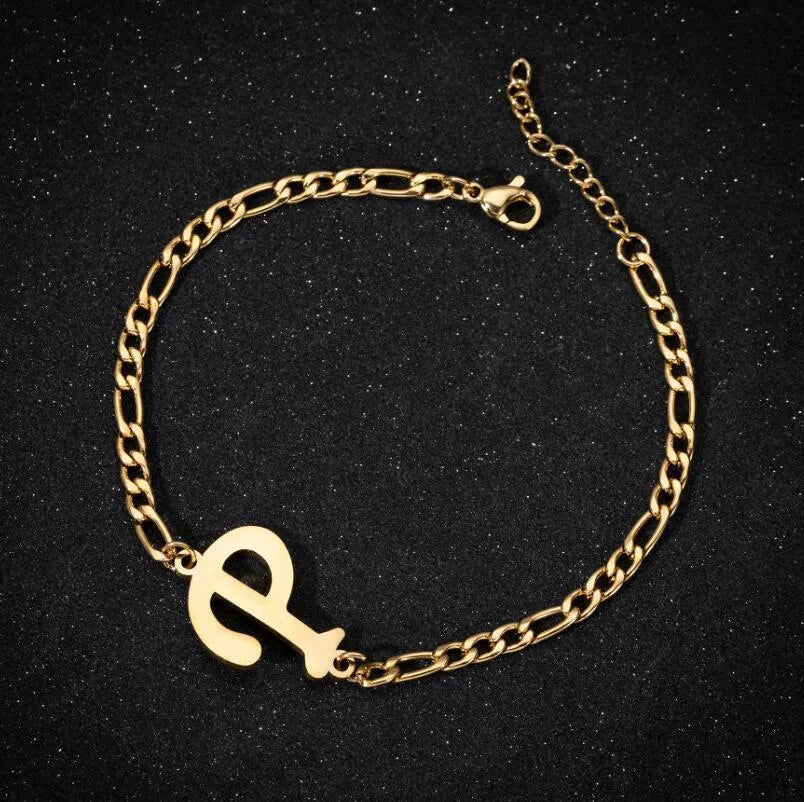 Fashion Letter 201 Stainless Steel 18K Gold Plated Bracelets In Bulk