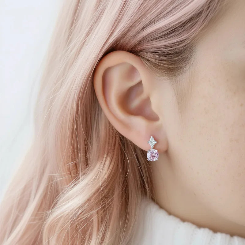 Unisex Floral Copper Ear Cartilage Rings & Studs with Claw Setting and White Zircon Inlay