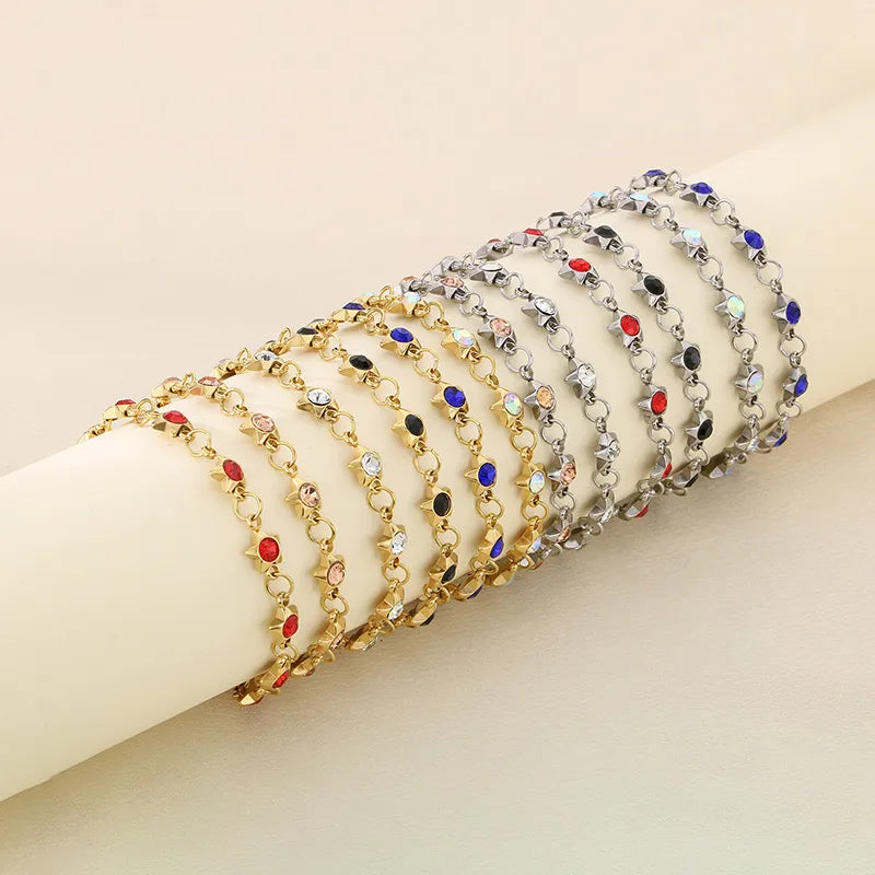 Simple Style Pentagram 304 Stainless Steel 18K Gold Plated Bracelets In Bulk
