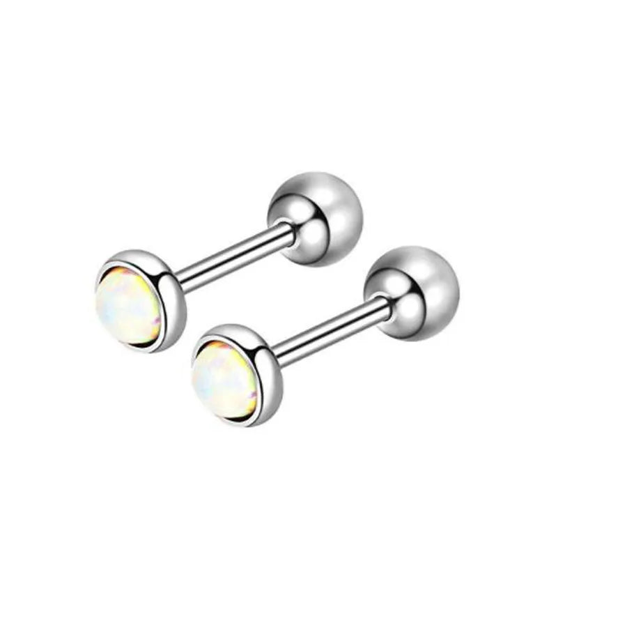 simple style geometric stainless steel inlay zircon ear studs 1 piece