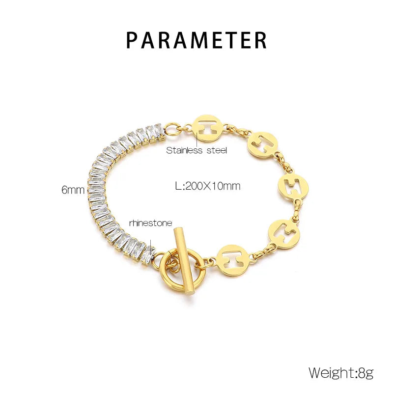 Simple Style Solid Color 304 Stainless Steel 18K Gold Plated Bracelets In Bulk