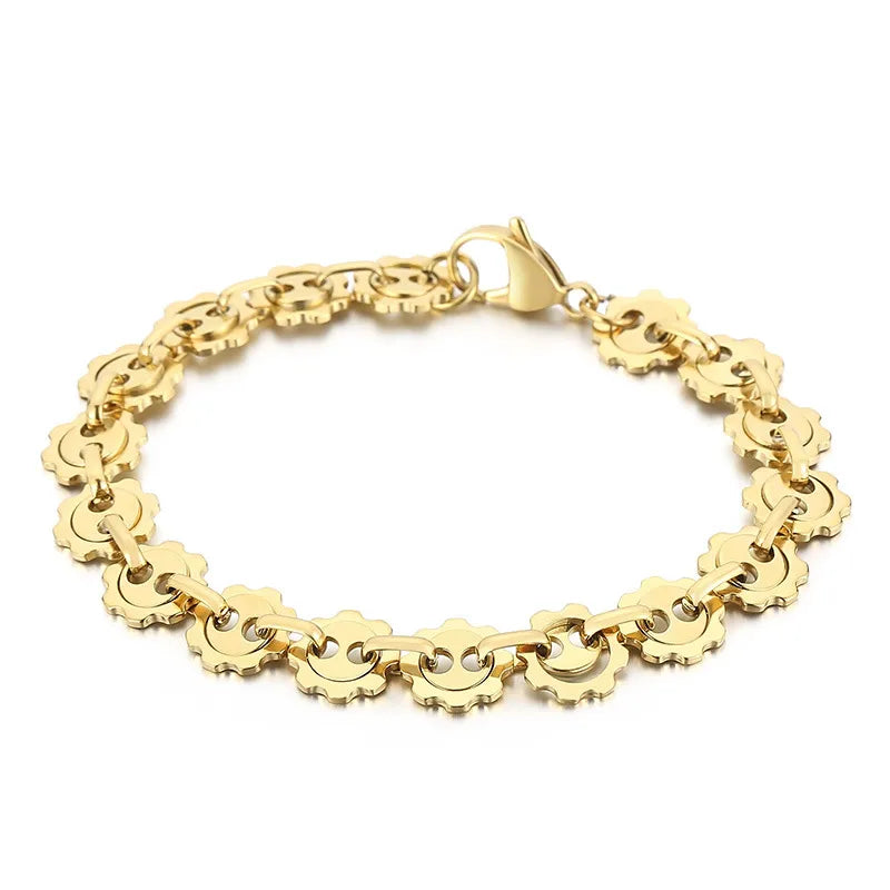 Simple Style Solid Color Titanium Steel 18K Gold Plated Bracelets In Bulk
