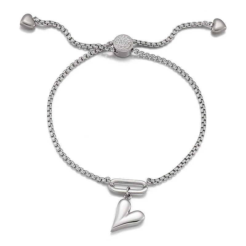 Fashion Heart Titanium Steel 18K Gold Plated Bracelets In Bulk