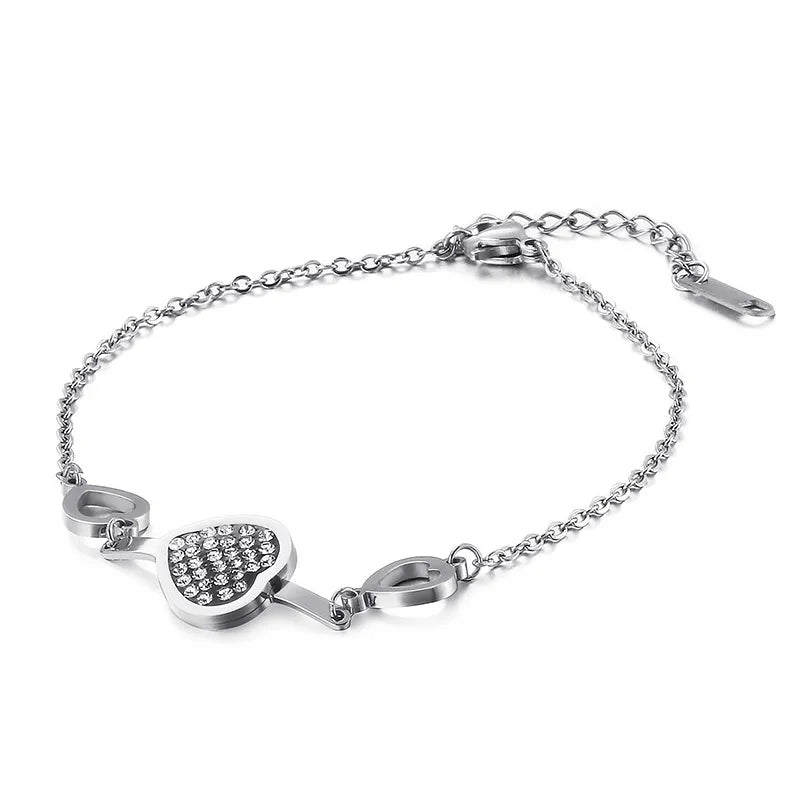 Fashion Heart Titanium Steel 18K Gold Plated Bracelets In Bulk