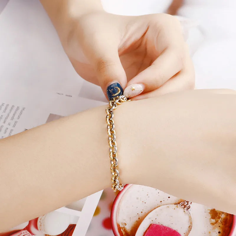 Korean Style Geometric Titanium Steel 18K Gold Plated Bracelets In Bulk