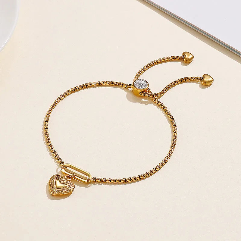 Fashion Heart Titanium Steel 18K Gold Plated Bracelets In Bulk