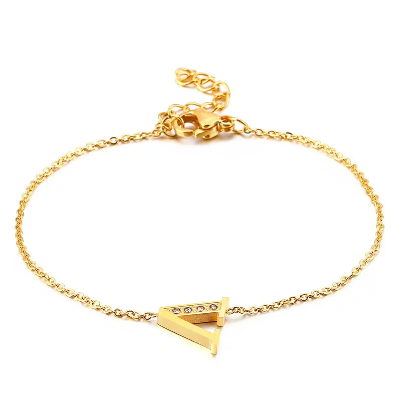 Fashion Letter Titanium Steel 18K Gold Plated Bracelets In Bulk
