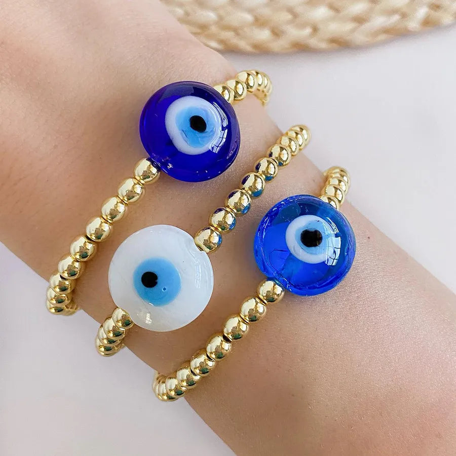 retro devil's eye glass copper plating 18k gold plated bracelets