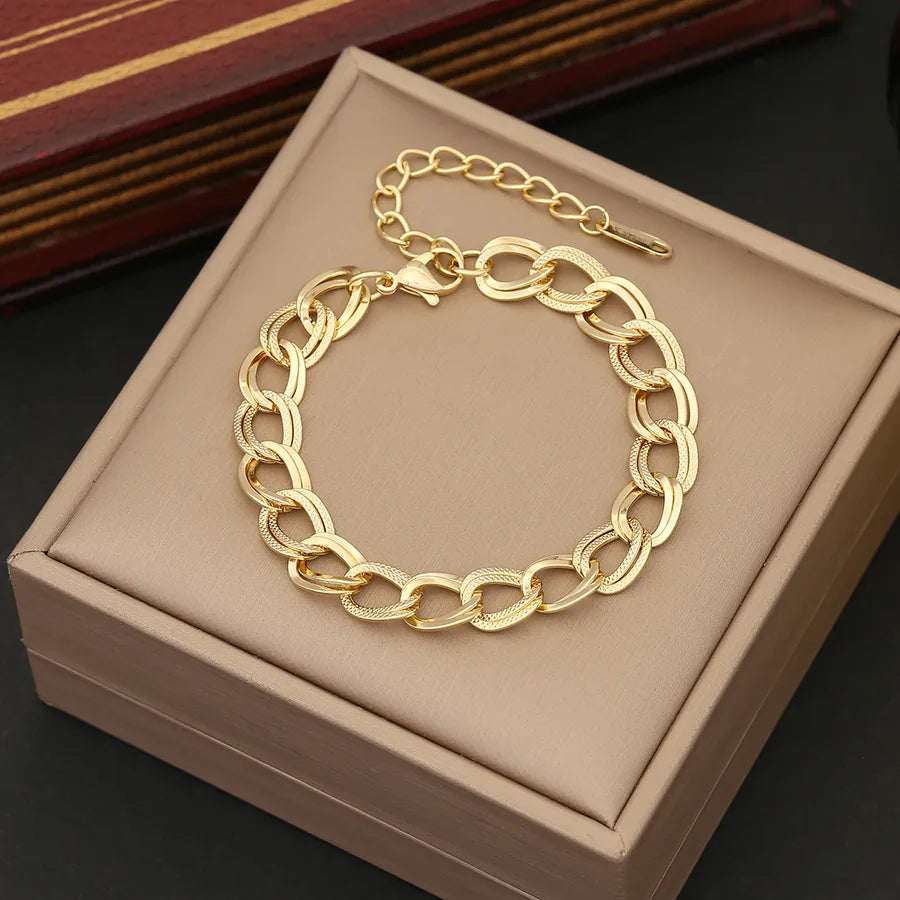 Simple Style Geometric Stainless Steel 18K Gold Plated Bracelets In Bulk