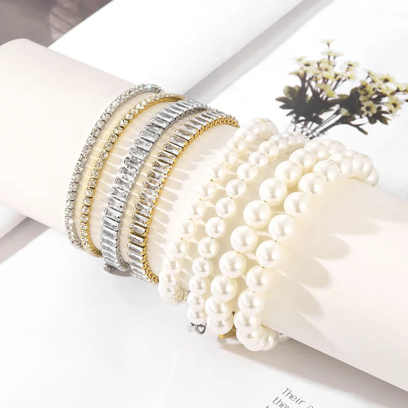Elegant Simple Style Solid Color Stainless Steel 18K Gold Plated Bracelets In Bulk