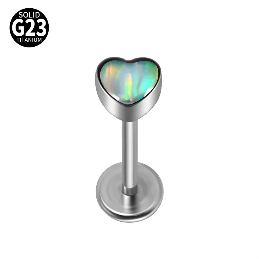 1 Piece Lip Rings Casual Cute Hip-Hop Heart Shape G23 Titanium Polishing Inlay Opal Lip Rings Ear Cartilage Rings & Studs Nose Rings & Studs