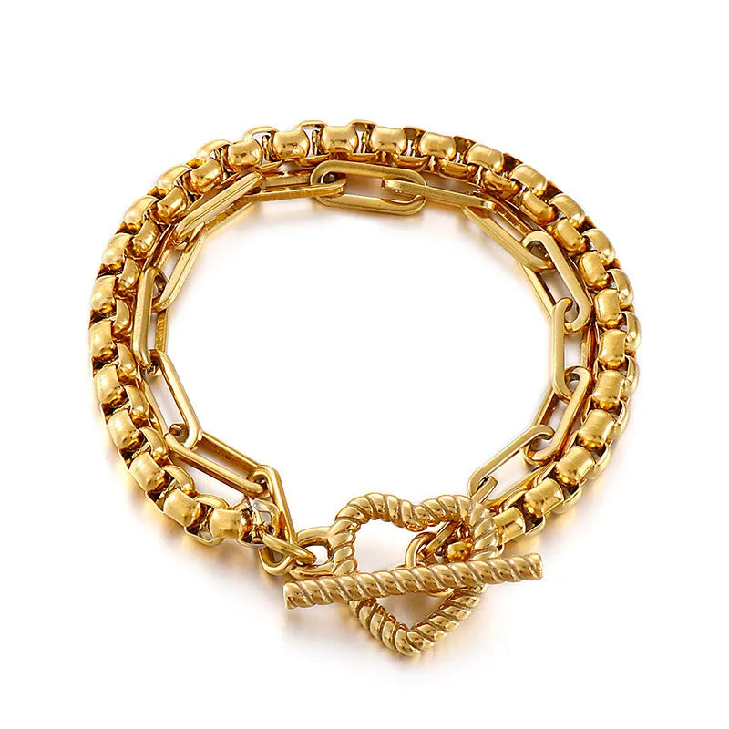 Fashion Geometric Titanium Steel 18K Gold Plated Bracelets In Bulk
