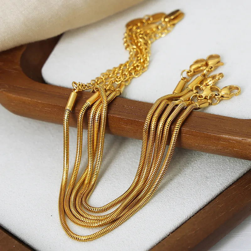 Simple Style Solid Color Titanium Steel 18K Gold Plated Bracelets In Bulk