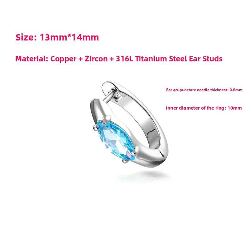 Geometric Ear Cartilage Rings & Studs in 316L Stainless Steel with Zircon Inlay, Claw Setting, Simple Style Unisex