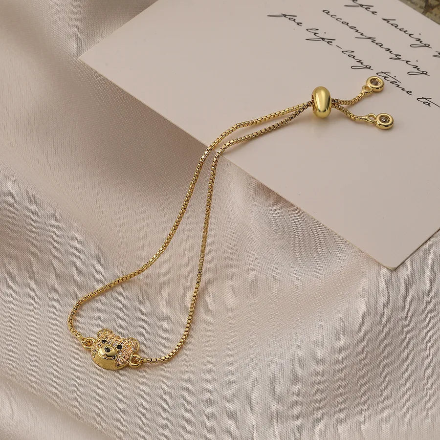 cute commute animal copper plating inlay zircon 18k gold plated bracelets