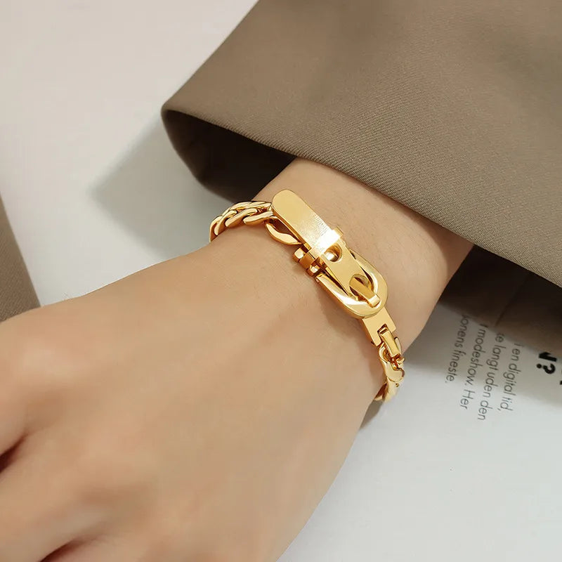 Hip-Hop Geometric 304 Stainless Steel 18K Gold Plated Bracelets In Bulk