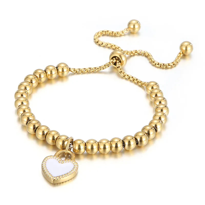 Sweet Heart Shape Titanium Steel 18K Gold Plated Bracelets In Bulk