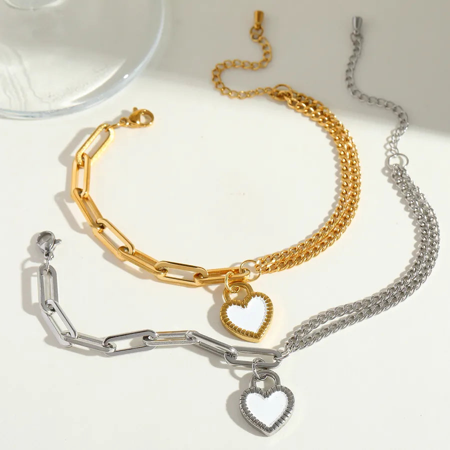 Elegant Heart Shape Titanium Steel 18K Gold Plated Bracelets In Bulk