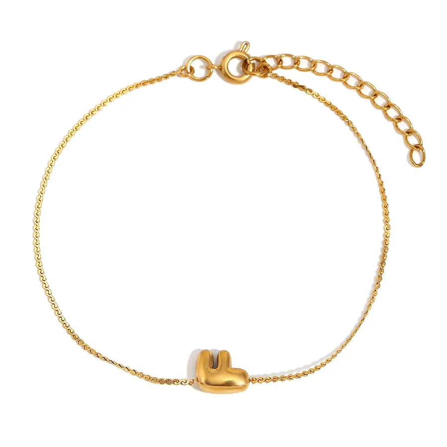 Simple Style Letter 304 Stainless Steel 18K Gold Plated  Bracelets In Bulk