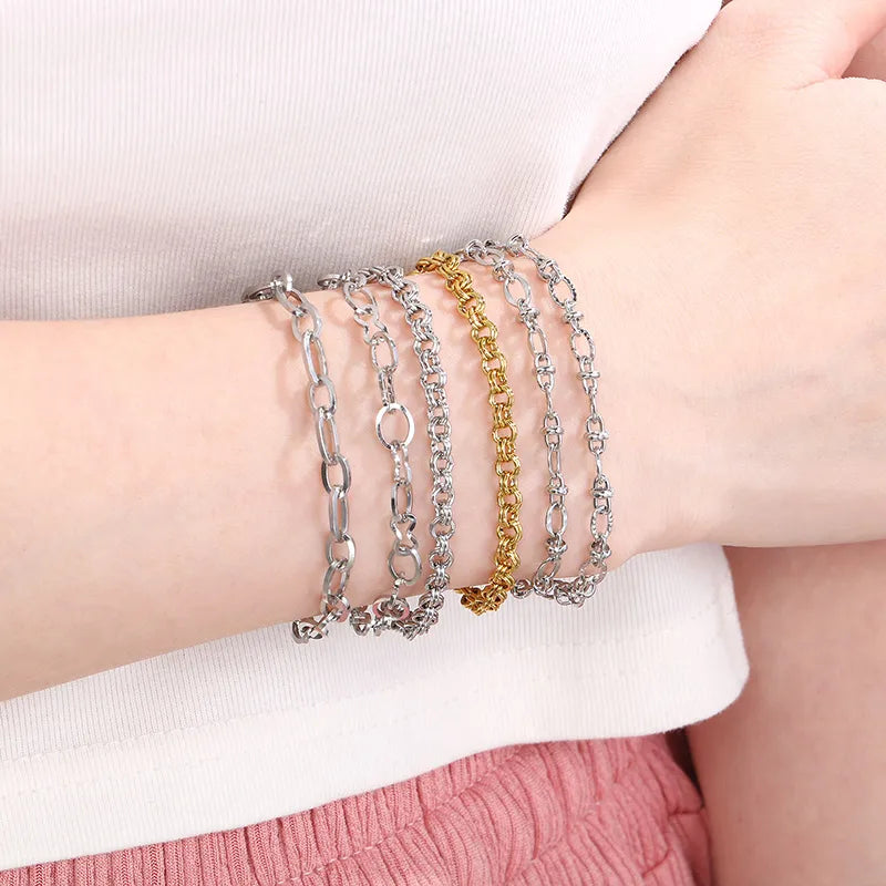 Simple Style Geometric 304 Stainless Steel 18K Gold Plated  Bracelets In Bulk