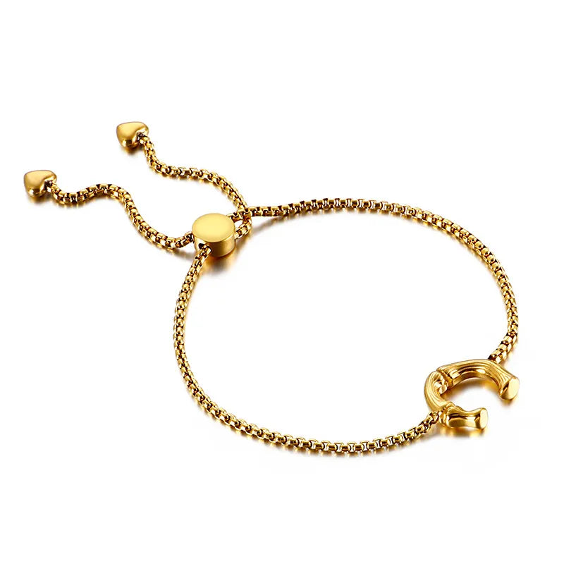 Letter Titanium Steel 18K Gold Plated Bracelets In Bulk