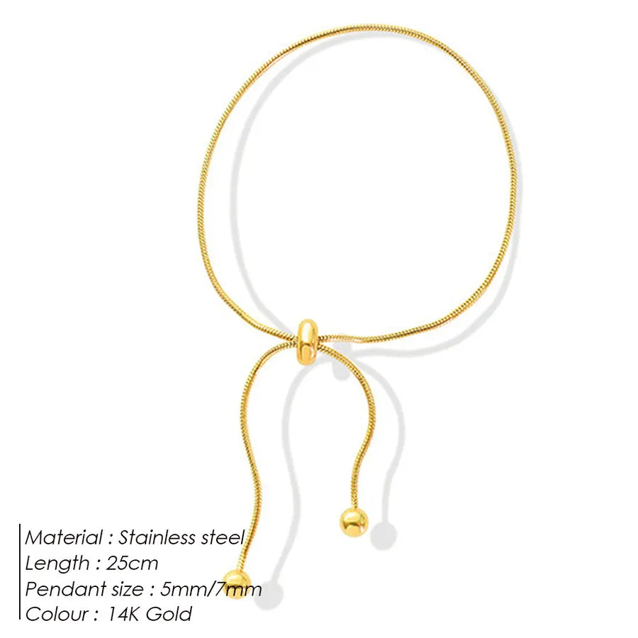 simple style solid color stainless steel 14k gold plated bracelets in bulk