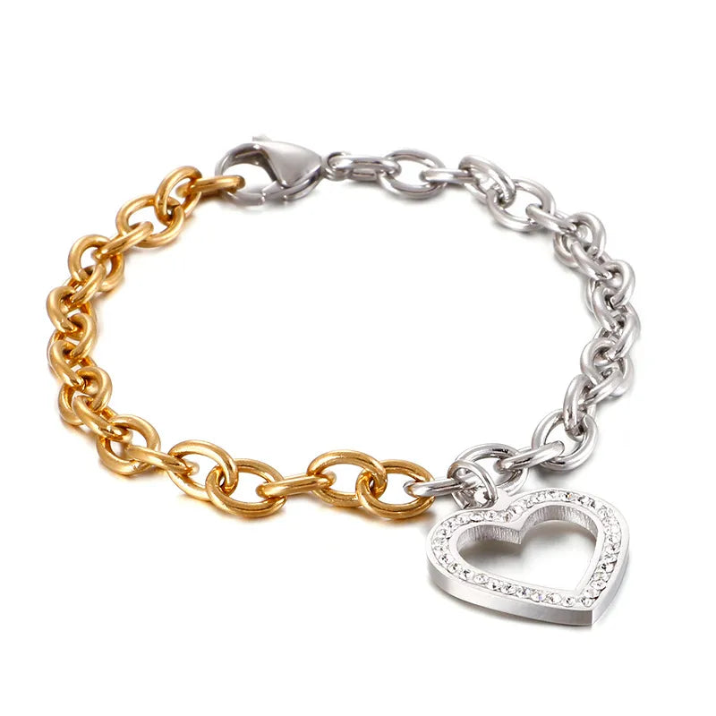 Fashion Heart Titanium Steel 18K Gold Plated Bracelets In Bulk