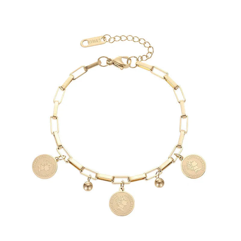 Classic Style Geometric Titanium Steel 18K Gold Plated Bracelets In Bulk