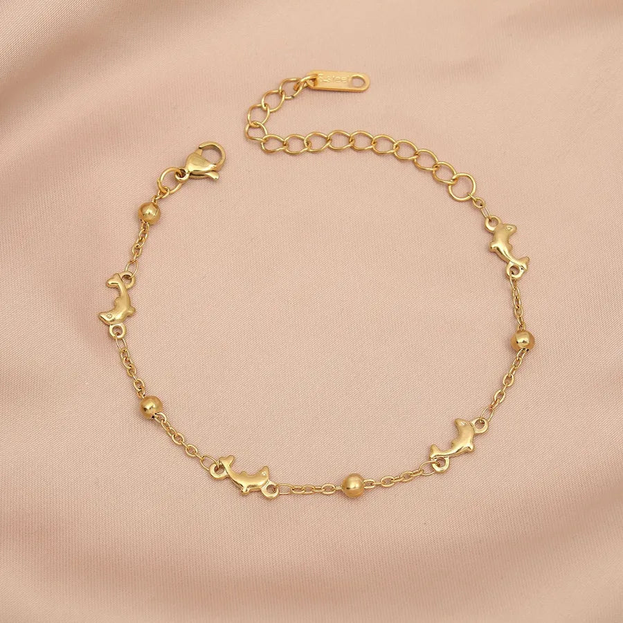 Lady Dolphin 304 Stainless Steel 18K Gold Plated Bracelets In Bulk