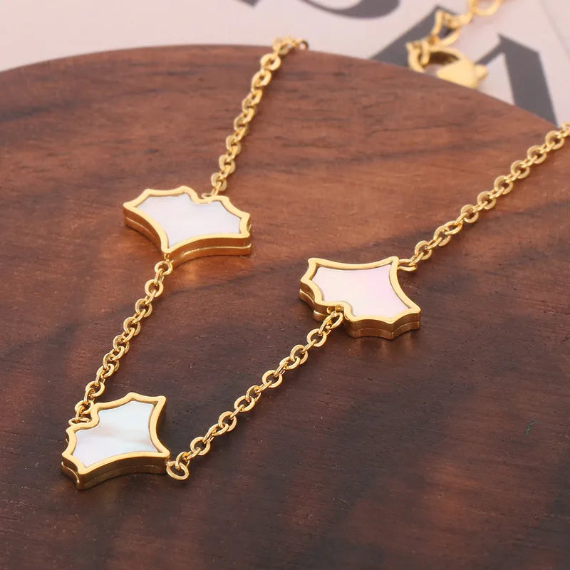 Basic Ginkgo Leaf Stainless Steel 18K Gold Plated Bracelets In Bulk