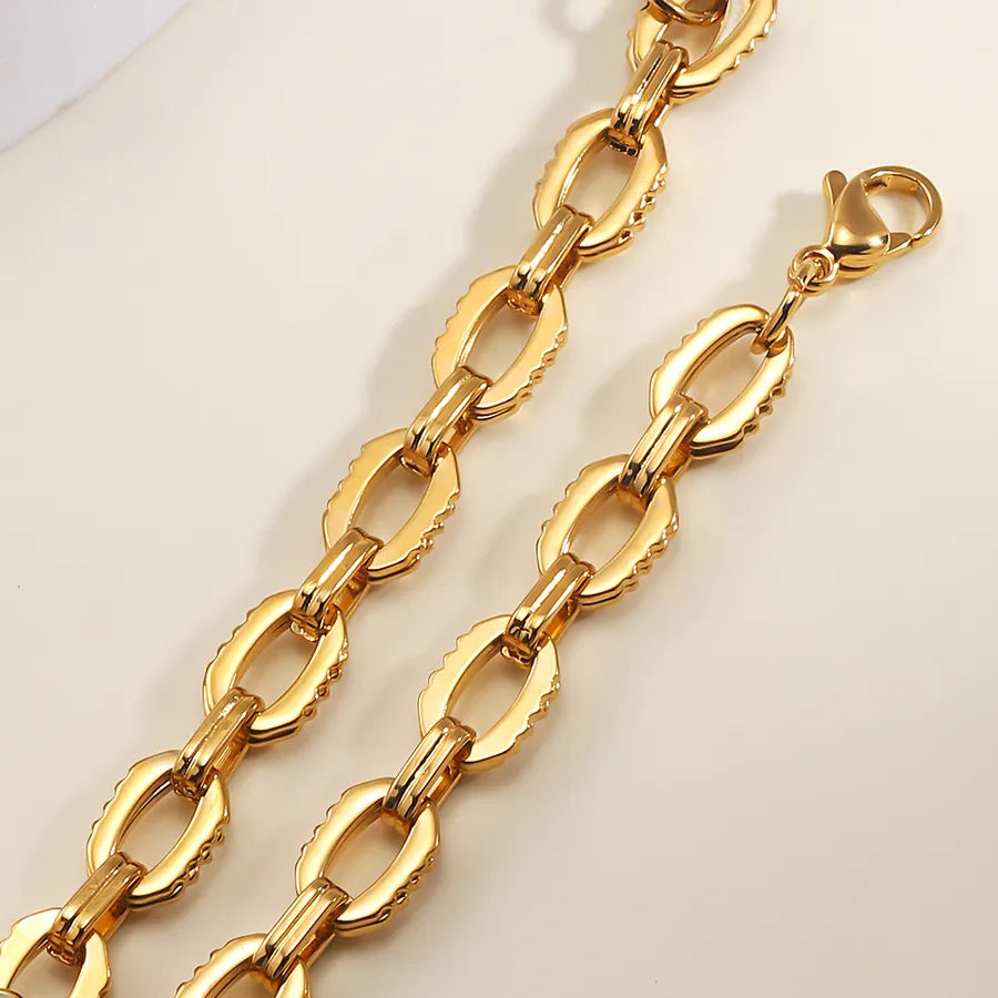 Simple Style Solid Color 201 Stainless Steel 18K Gold Plated Bracelets In Bulk